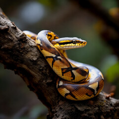 Obraz premium Snake Wrapped Around a Tree Branch
