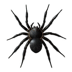 A detailed illustration of a black spider, showcasing its intricate features and textures.