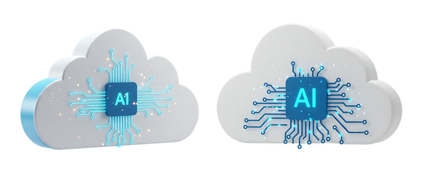 AI cloud computing 3D icon