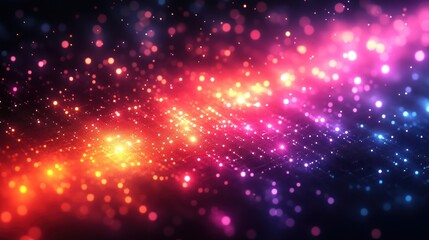 Naklejka premium Abstract glowing particles, vibrant color display, dynamic light show, digital artwork, for background use
