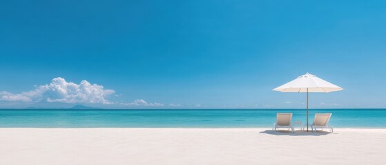 Fototapeta premium tropical beach with blue sky and white sand
