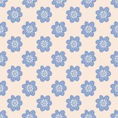 Hand-drawn flowers symple style. Seamless vector pattern.
