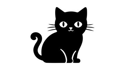 simple cute cat shape vector illustration, cute simple cat vector shape