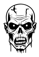 scary zombie vector outline illustration