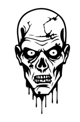 scary spooky zombie face vector illustration black and white drawing