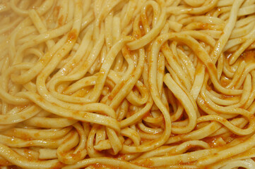 Il Rintrocilo pasta is a typical food of Abruzzo near Chieti in Italy similar tagliatelle made whit...