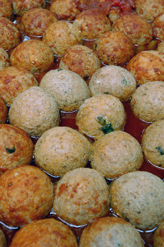 Pallotte cacio e ova or cheese and egg meatballs is a typical food of Abruzzo near Fossacesia in Italy