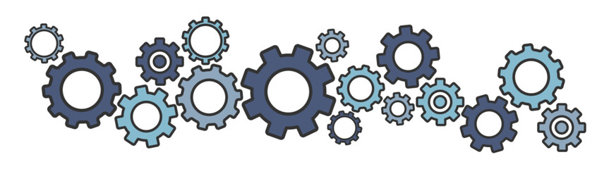 Hand drawn gear cogwheel. Background design with gears. Technology abstract background from gearwheels composition. 