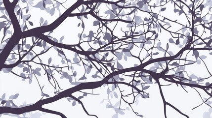 Fototapeta premium Serene Tree Branches: A Tranquil Forest Scene Captured in Artistic Silhouette
