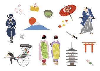 日本観光のイラスト  © 夏実 田中