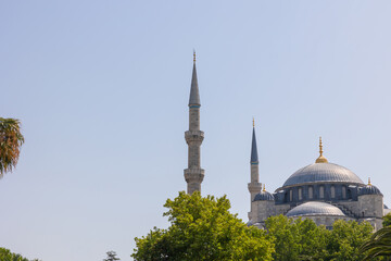 Sultanahmet or Blue Mosque view in the summer. Visit Istanbul concept
