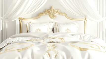 Stunning White Bedroom with Gold Accents: A Luxurious Retreat