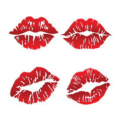 Red Lip Kiss Mark Vector Illustration