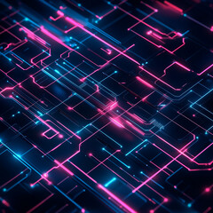 Fototapeta premium High-Tech Digital Surface with Illuminated Cyber Nodes