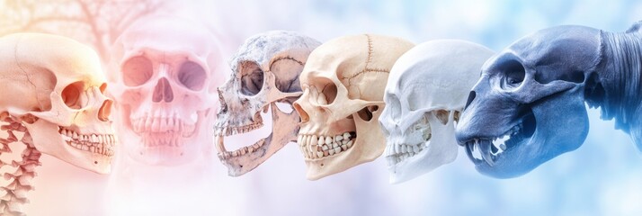 Artistic representation showing diversity of animal skeletons emphasizing structure and function