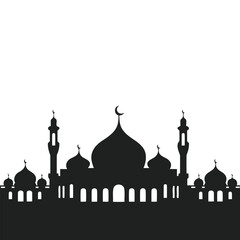 Simple Silhouette of a Mosque/A striking silhouette of a mosque, perfect for use in religious, cultural, or architectural contexts.