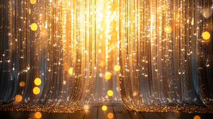 Golden festive sparkling lights background design texture shiny decor event shine stage bright luxury
