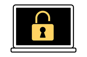 パソコンセキュリティーのアイコンベクターイラスト シンプル 南京錠 インターネット