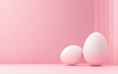 Fototapeta premium Easter Pink 3d background minimalistic mockup with space for text