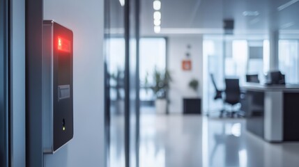 Thief alert in a corporate office building with an alarm going off. Featuring quick response and safety measures