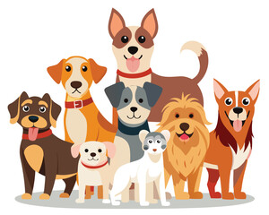 Funny Cartoon Dog Breeds - Vector Illustration Collection

