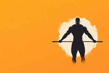 Minimalist illustration of a dedicated athlete training hard in a gym environment