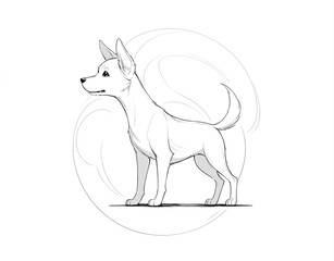 Minimalist Dog Outline Drawing with Clean Line Art