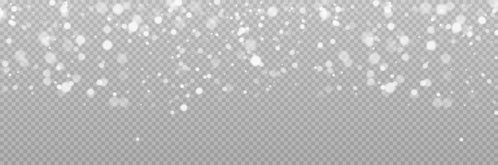 White png dust light. Bokeh light lights effect background. Christmas background of shining dust Christmas glowing light bokeh confetti and spark overlay texture for your design.	