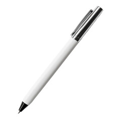 A sleek transparent pen with a silver clip resting on a minimalistic transparent background, Pen transparent background
