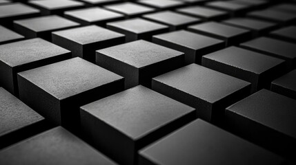 Abstract Black Cubes: 3D Geometric Design Textures, Shapes, and Patterns