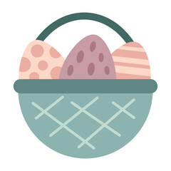 Easter basket clipart. Happy Easter day. Cute festive element. Hand draw vector illustration