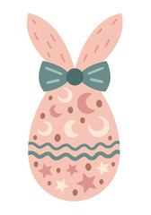Cute Easter egg clipart. Happy Easter clipart in cartoon flat style. Hand draw vector illustration