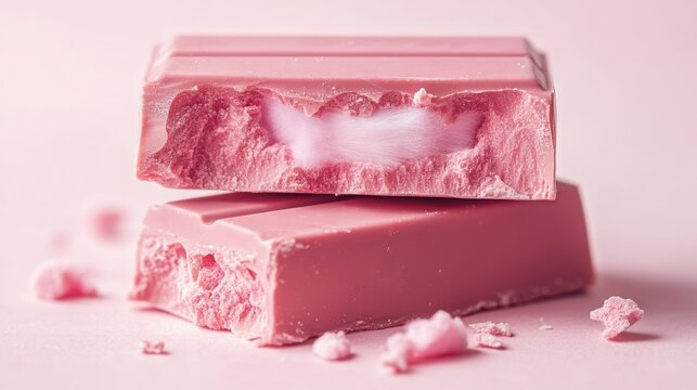 angel hair chocolate, pink chocolate bar, the filling is made of cotton floss
