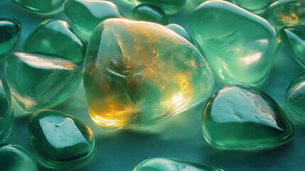 Pure and clean green quartz crystal clusters