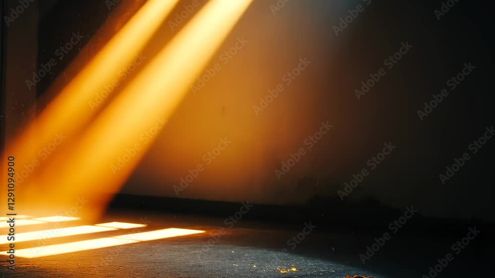 Fototapete Rays of light filtering through a dark space create a warm and inviting atmosphere, background light