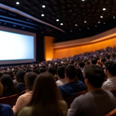 Audience Watching Presentation in Auditorium