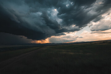 Fototapeta premium Dramatic Storm Clouds over Prairie Landscape