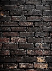 Naklejka premium Textured Dark Brick Wall Background for Urban, Industrial, and Vintage Aesthetic Designs
