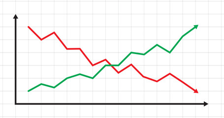 profit and loss arrow analyzing arrow line grow and down chart in forex, trading, future data chart template