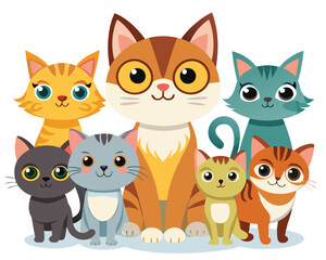 Adorable Cats Collection – Cute & Funny Cartoon Breeds Vector Set