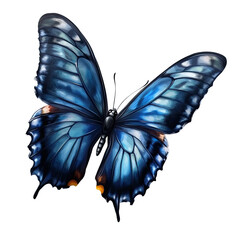 Fototapeta premium A stunning blue butterfly showcasing intricate patterns and vibrant colors in a natural setting.