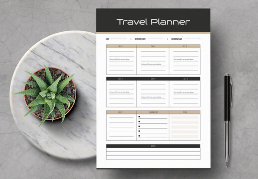 Minimalist Travel Planner Template Printable and Editable Itinerary