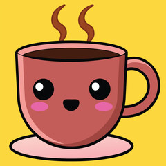 Doodle Style Tea Cup with Cute Features