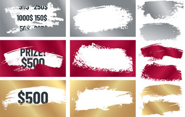 Set of scratch effect shapes for lottery scratch cards
