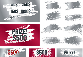 Set of scratch effect shapes for lottery scratch cards