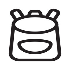 Outline icon of a simple backpack with sleek lines and compact design. Suitable for modern UI elements, tech apps, or lightweight travel visuals.