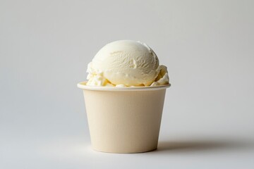 ice cream tub made from kraft paper, against a white background. The container is plain, with no design or text on the lid or body.
