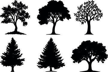Tree bundle design silhouette vectors