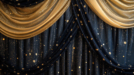 Elegant black and gold glitter fabric drape background texture rich style decor event luxury design