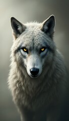 Majestic White Wolf Portrait Intense Gaze Wildlife Photography